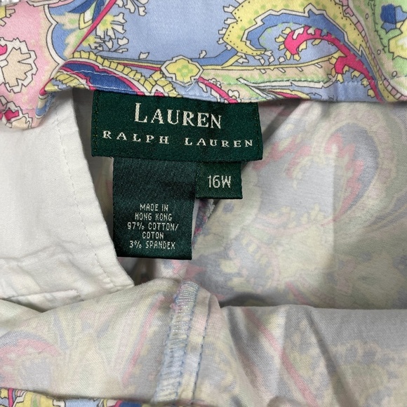 Lauren Ralph Lauren 16W Paisley Capri Side Zip Womens Pants Cotton Spandex - Pi - Picture 2 of 5